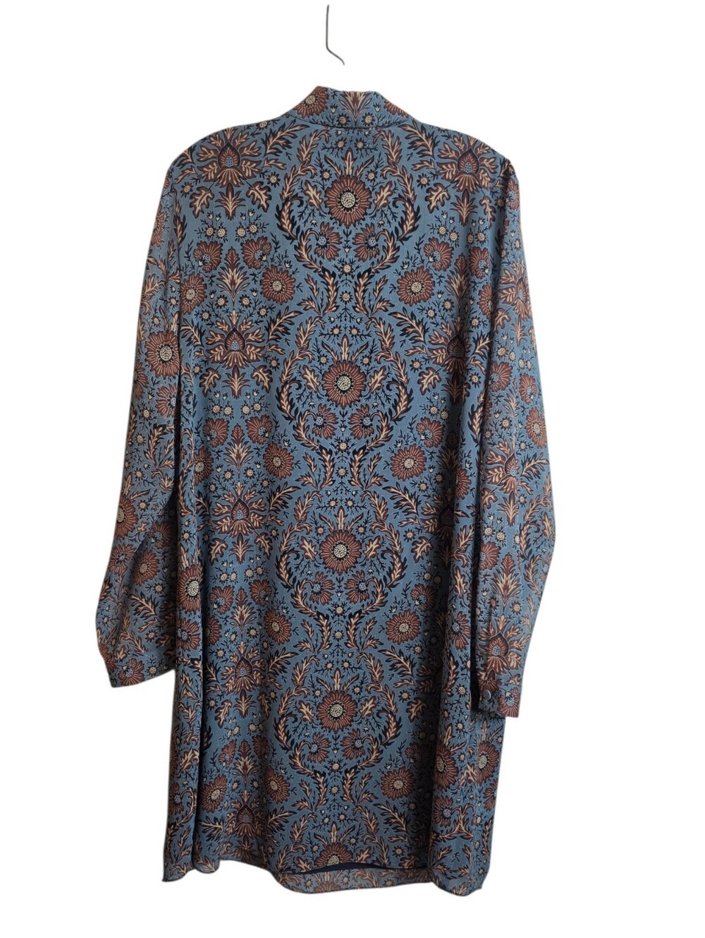 Cabi Blue Floral Lined Tunic Dress XL Long Sleeve Boho - Picture 3 of 12
